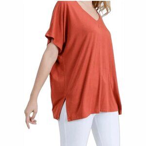 JOIE Top, Orange 100% Silk Cap Sleeve Solid Scoop Neckline Casual Minimalist, M